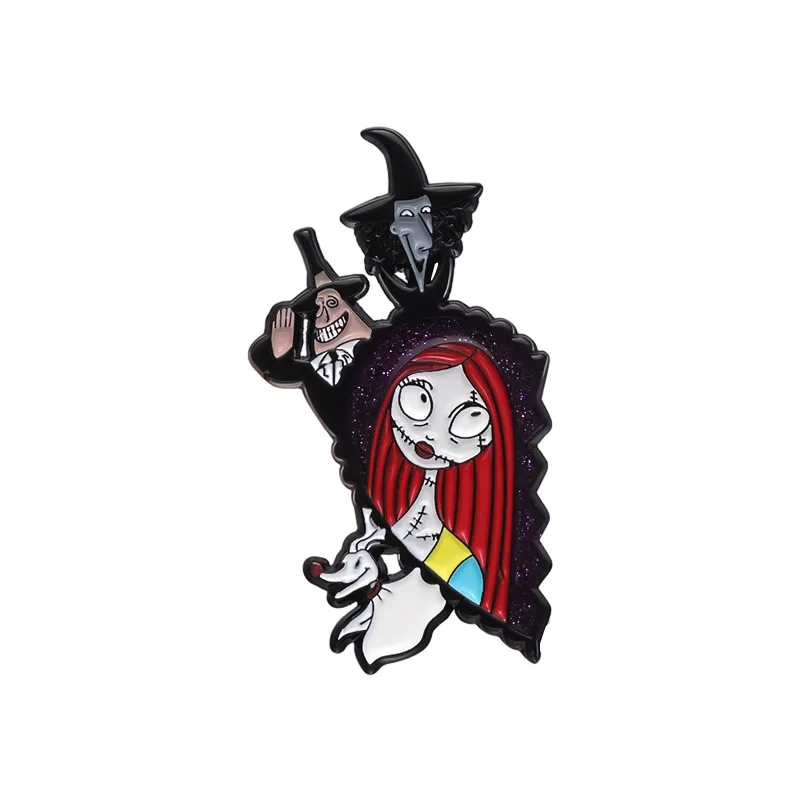 Broche de esmalte de corazón roto para mujer, alfileres de solapa de calavera de Halloween, insignias en mochila, accesorios de ropa, regalo de Navidad