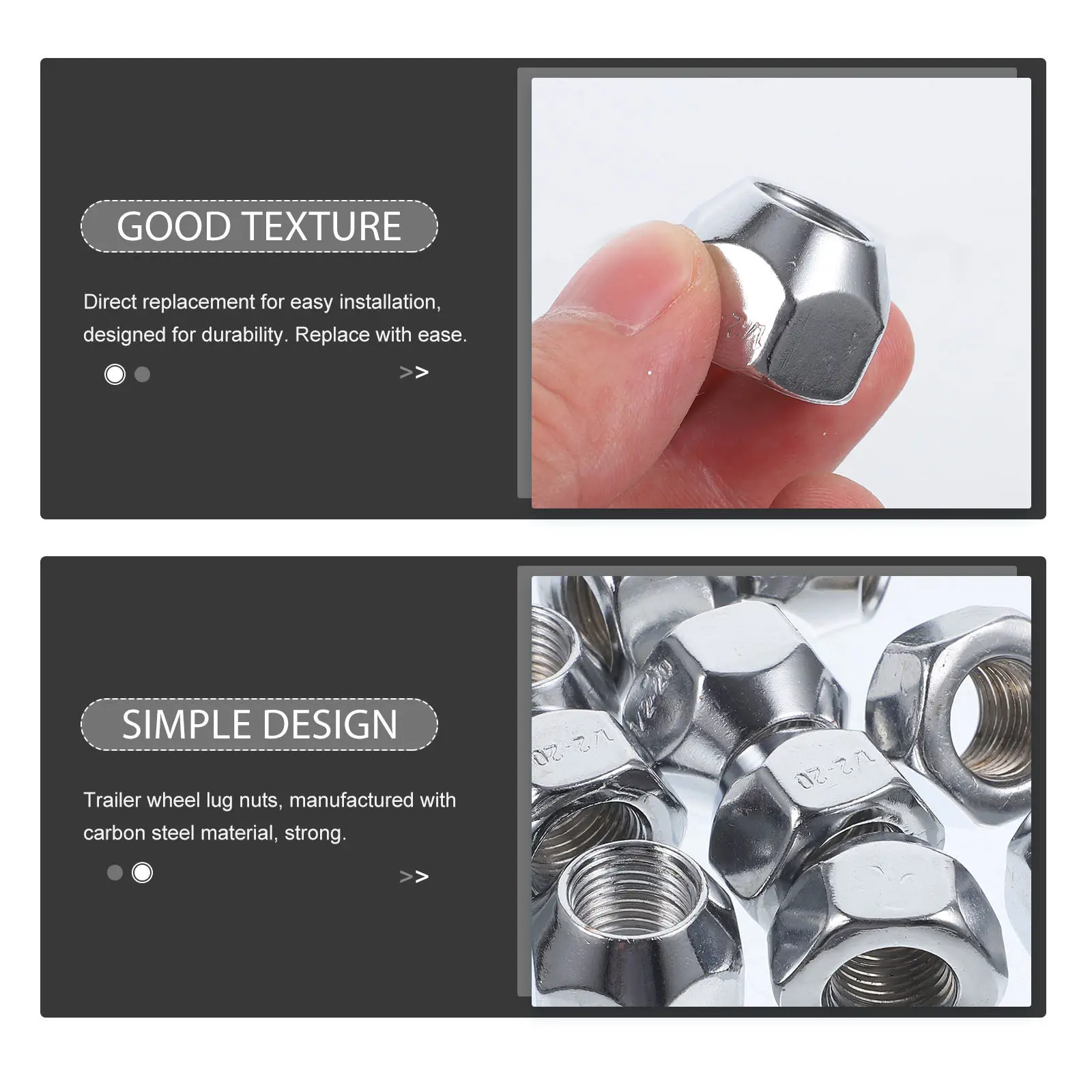 Trailer Lug Nuts X 1.5 Carbon Steel Heavy Duty for Trailer Tires Robust Smooth Finish Direct Replacement Wheel Nut Set