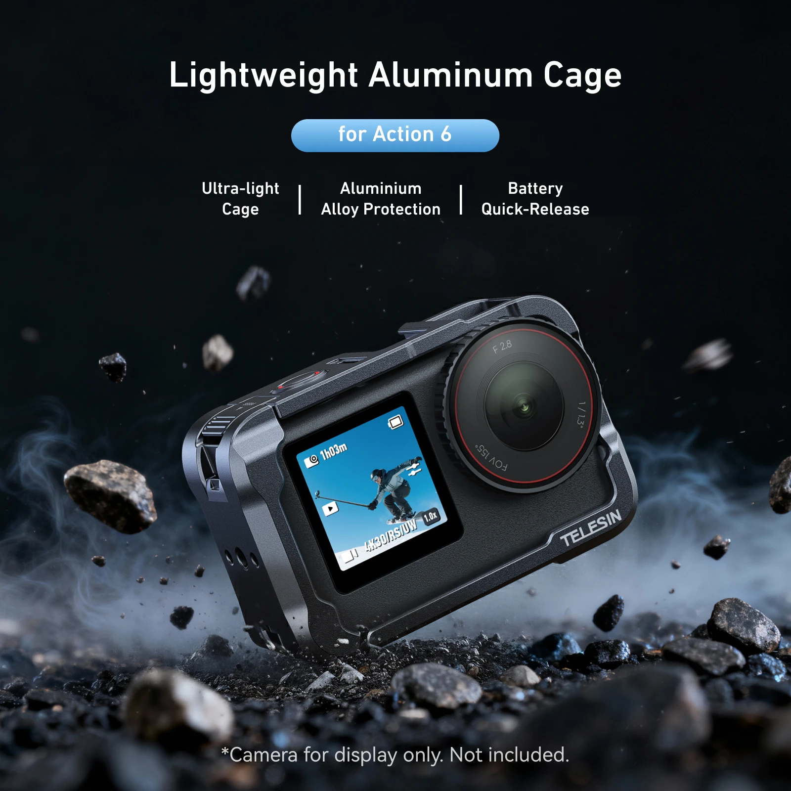 

TELESIN Aluminum alloy Frame Protective Case Rabbit Cage For DJI OSMO Actioon 6 Accessories Dual Cold Shoe Adapter Metal Shell