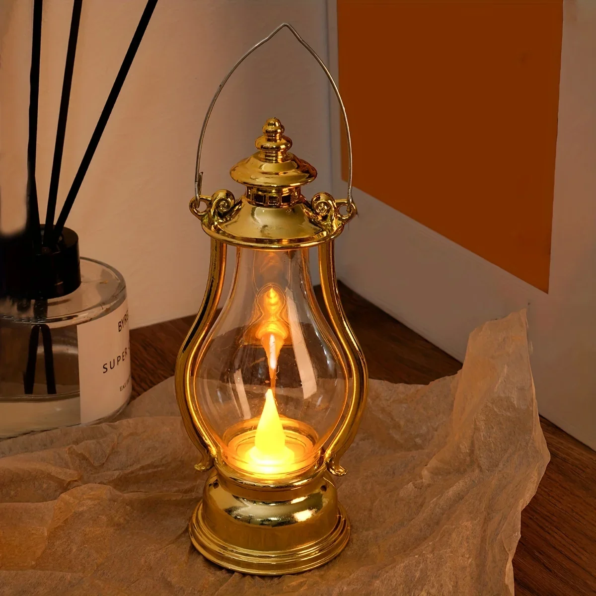 Led Retro Small Oil Lamp Portable Wind Light Kettle Electric Candle Lamps Bedroom Living Room Decoration Kerosene Lights