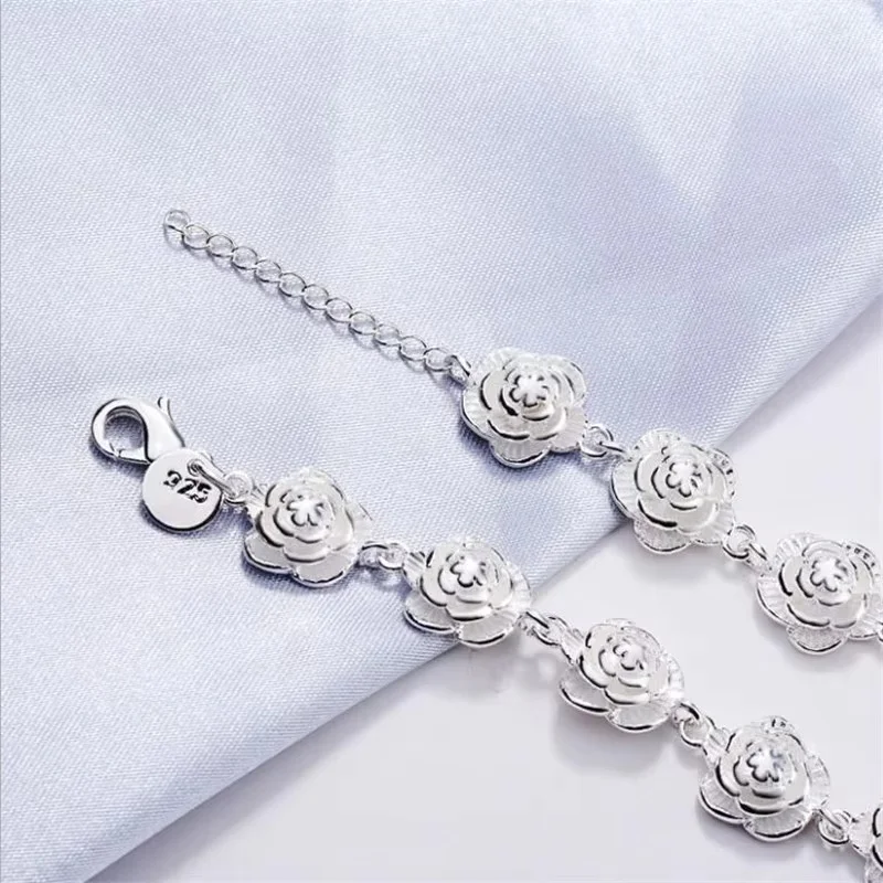 925 Sterling Silver Bracelets for Women elegant flowers Chain Fashion classic Wedding Party Christmas Gifts fine Jewelry