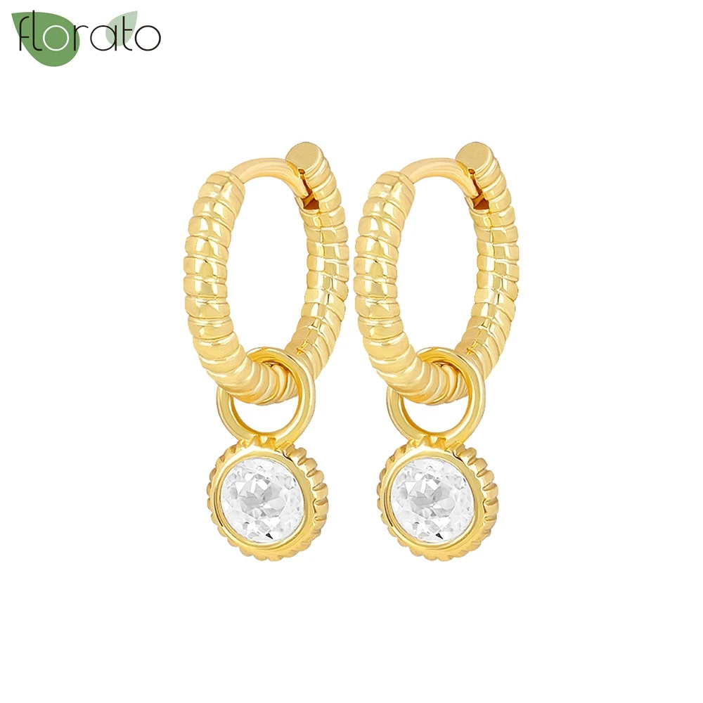 

925 Sterling Silver Needle Round Zirconia Drop Earrings Simple Huggie Small Hoop Earring for Women Fashion Jewelry Accessories