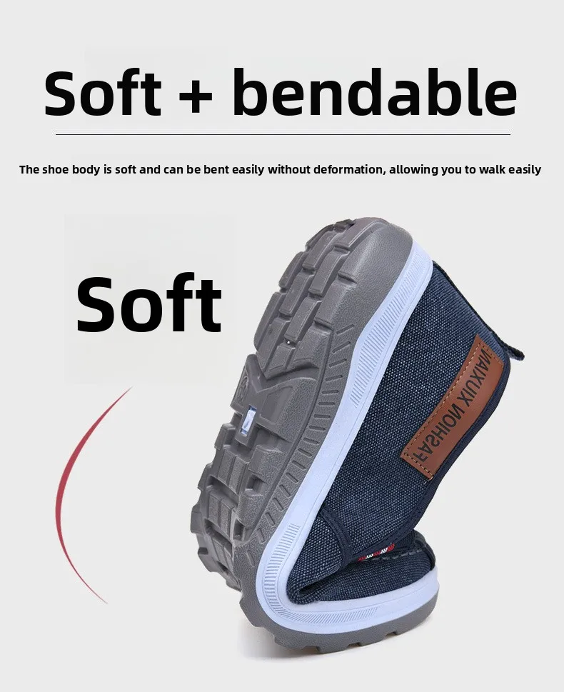 Herren-Slipper aus Canvas, lässige Freizeitschuhe, rutschfeste, dicke Sohle, bequeme Sneaker zum Gehen, leichte Alltagsschuhe für den Außenbereich. – Detail 6