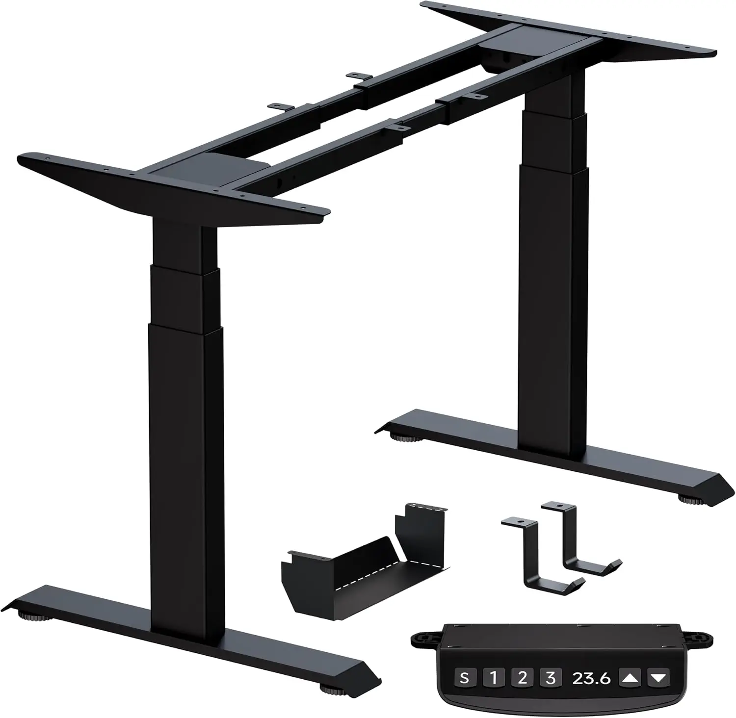Black Dual Motor 3 Stage Electric Standing Desk Frame 3 Memory Height Presets Table Legs Up 492 DIY Workstation Home Office