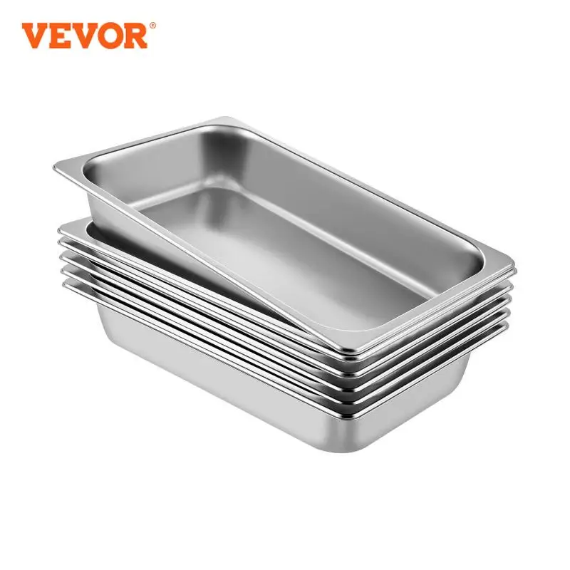 VEVOR-Buffet De Aço Inoxidável Chafing Pratos, Panelas De Mesa De Vapor, Recipiente De Alimento, Bandeja Para Festa, Cozimento De Churrasco, 8.5L-20L