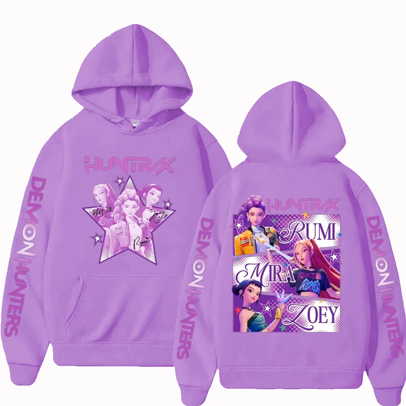 Kpop شيطان الصيادين Fanmerch Mira Rumi Zoey Huntrix هوديي Harajuku البلوز القمم رجل امرأة البلوز المشجعين هدية