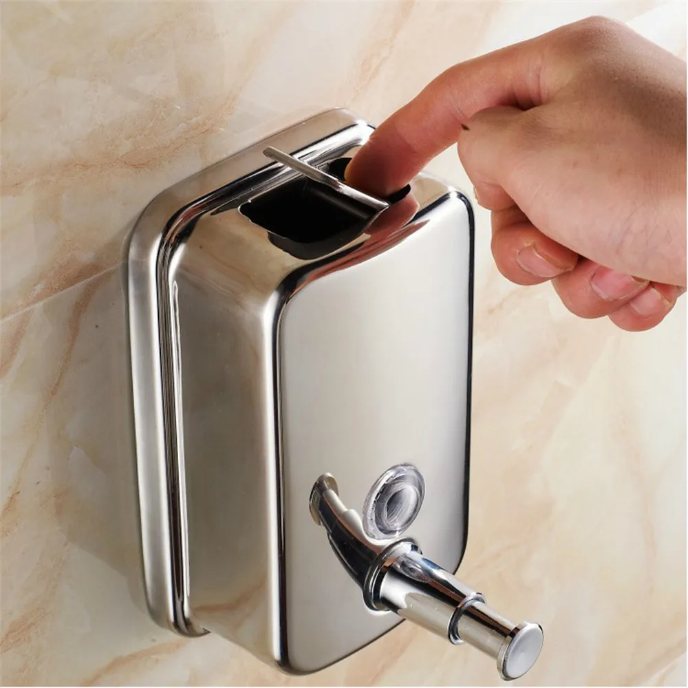 304 Stainless Steel Wall Mounted Black Soap Dispenser 500 800 1000ml Manual Press Soap Dispenser Bathroom Hand Sanitizer Bottle