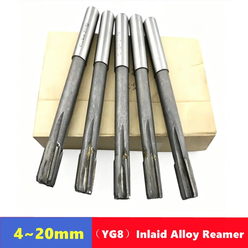H7 Straight Handle Tungsten Steel Welding Reamer ，YG8 Inlaid Alloy Machine Reamer 4-20mm Chuck Hole Expanding and Deburring Tool