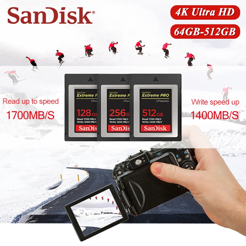 بطاقة 4K RAW Type B CFexpress لكاميرا Canon Nikon Max 1700Mb/s بطاقة ذاكرة SanDisk CF 64GB 128GB 256GB 512GB بطاقة فيديو CFE #3