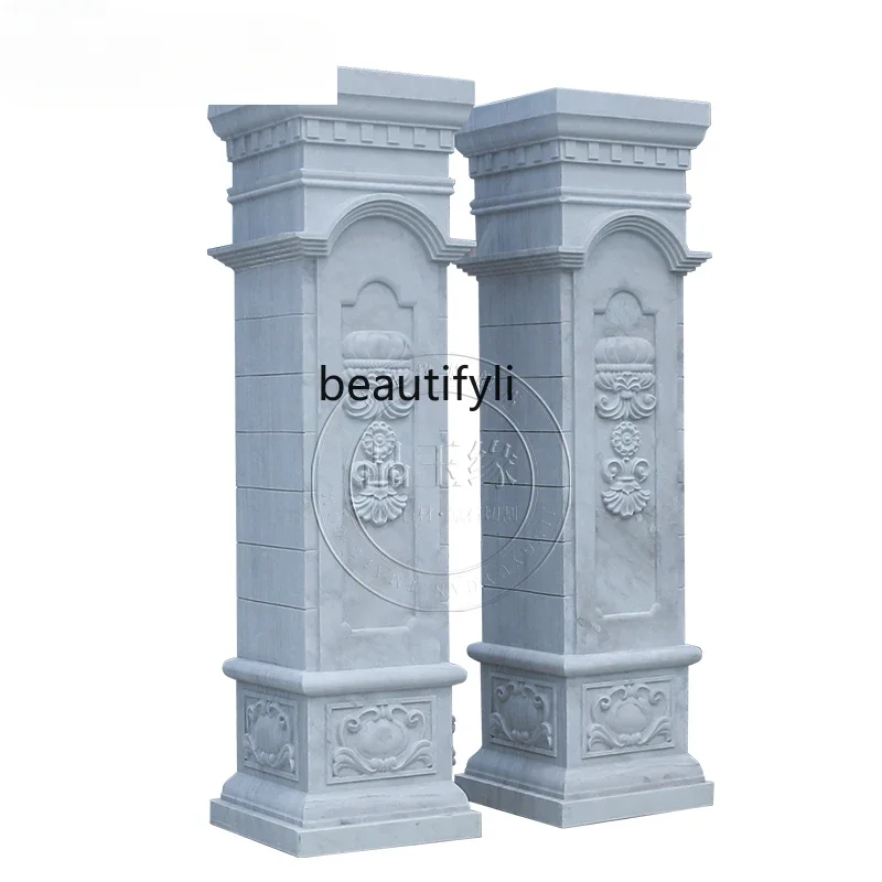 

Stone carving marble gate column European Roman column column Outdoor decoration Community gate stone pillar