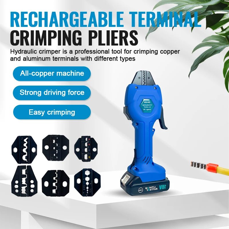 Rechargeable Crimping Tool Electric Cold Crimping Tool Small Electric Terminal Pliers Used for Connecting Wire Terminals