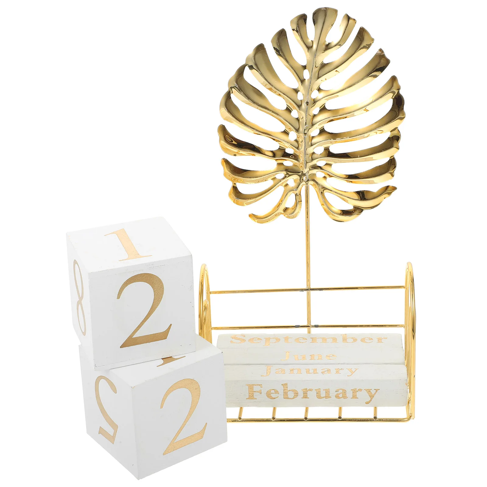 

1 set Vintage Monstera Leaf Wooden Block Calendar Desktop Decor Creative Square Ornament Rustic Home Office Supplies Manual