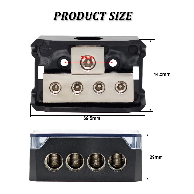 Car audio distribution block main power distribution frame terminal block 1x0/4GA IN 4x4/8GA OUT