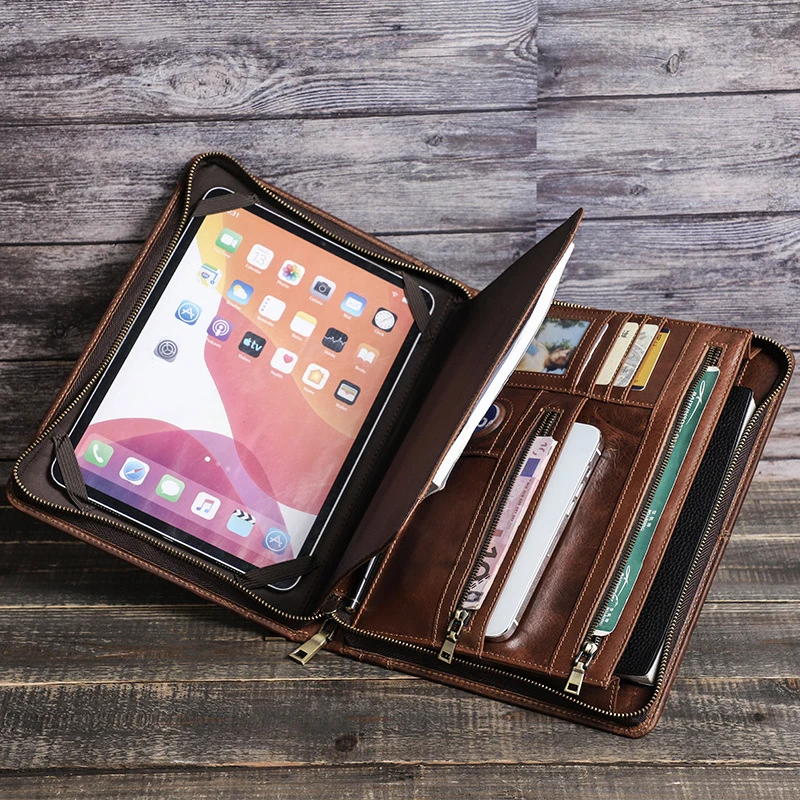 

New Luxury Genuine Leather Airtag Tablet Cover For iPad Pro11 Bussiness Anti-lost Airtag Case Bag For Samsung Tab 10.1-11 Inch