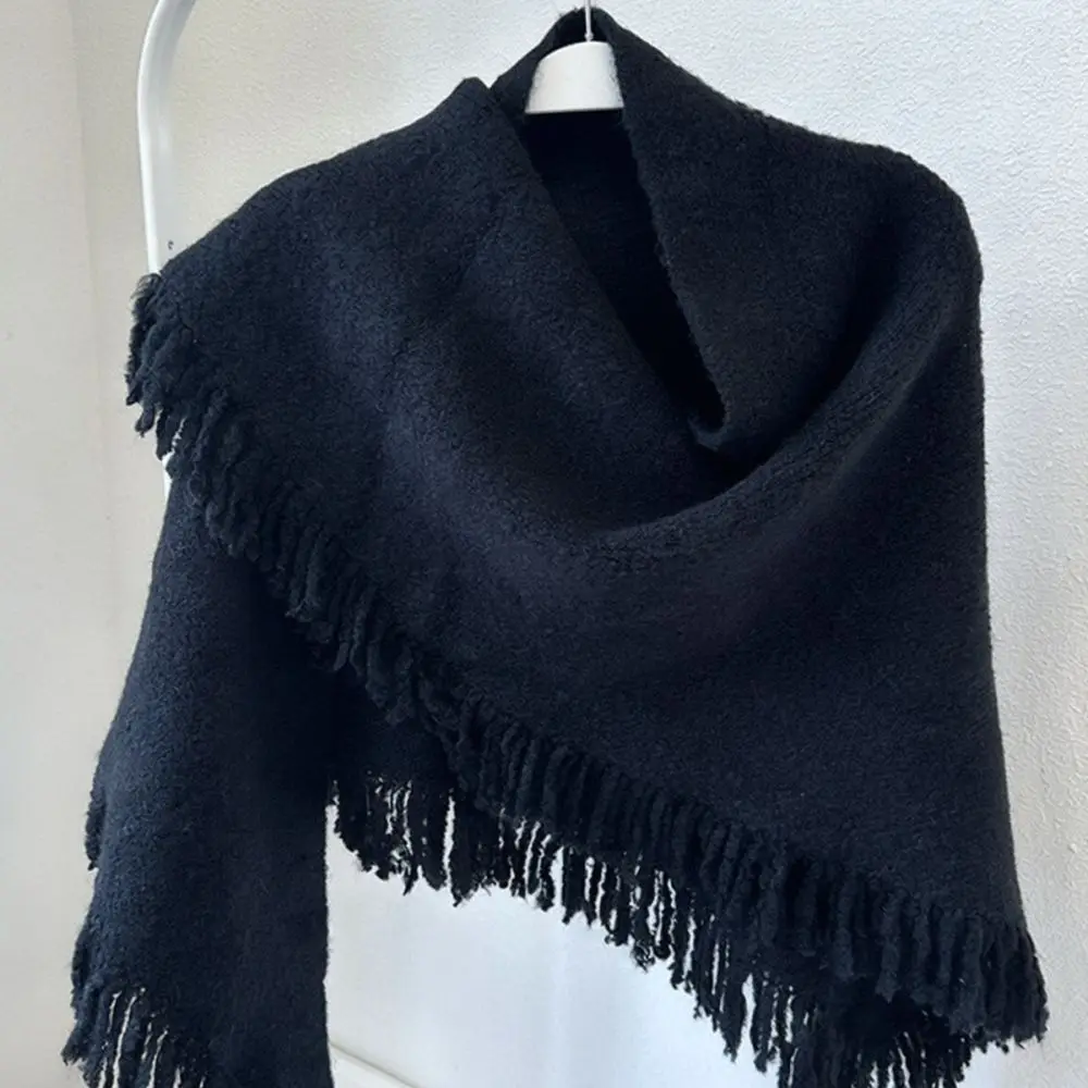 Women Winter Tassel Shawl Soft Acrylic Wrap Scarf Elegant Cape Poncho Warm Pashmina Casual Fashion Lady Knit Cloak Outerwear