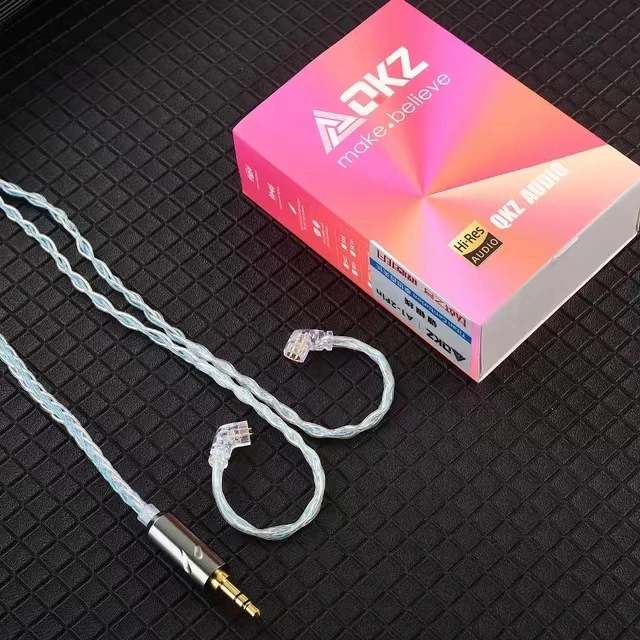 イヤホン KTN オリジナル QKZ T1 イヤホンケーブル 0.75mm 2PIN 銅 銀メッキ