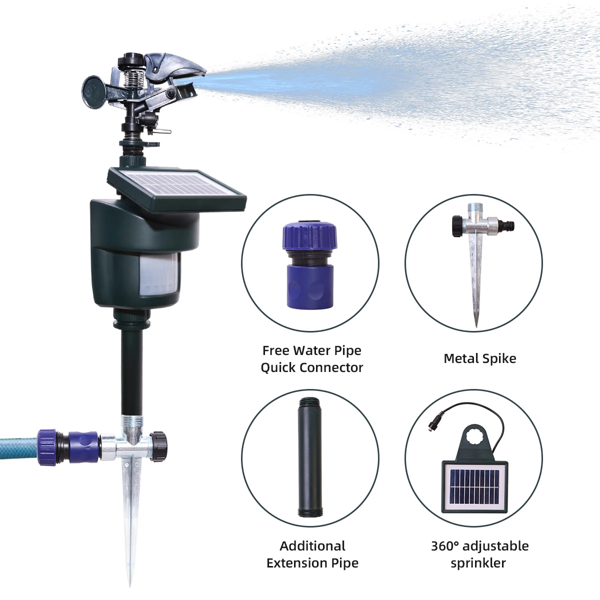 مستشعر الحركة الشمسية الرش صديق للبيئة طائرة رذاذ الحيوان مبيد الحشرات مع لوحة طاقة شمسية حديقة الآفات الطيور طارد