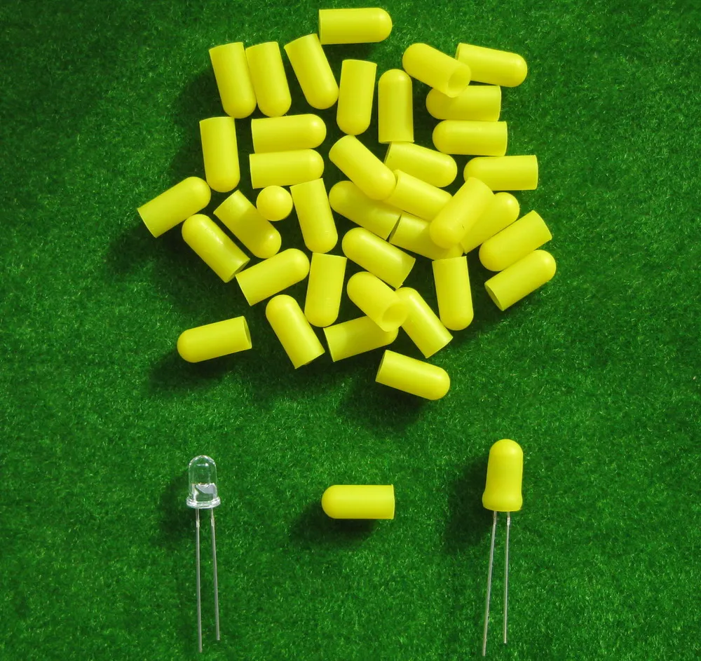 100pcs Yellow Caps Rubber Covers for 3mm Grain of Wheat Bulbs LEDs XPT01Y