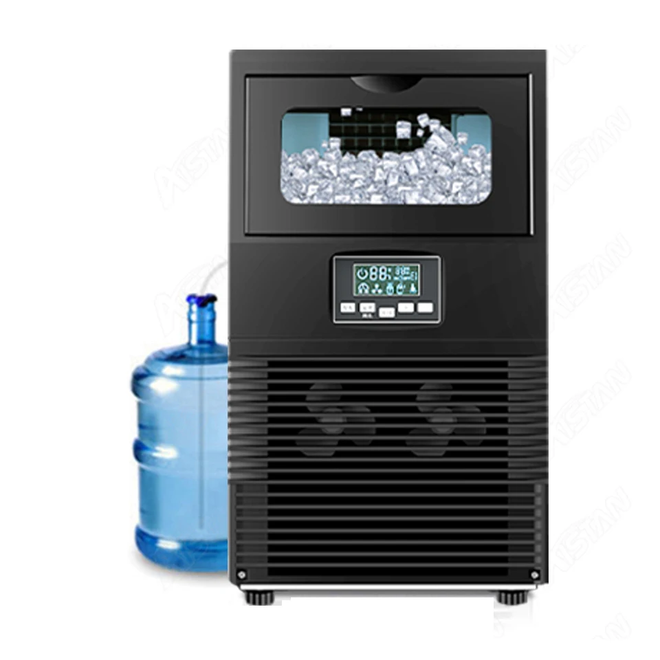 40kg/24hour Commercial Cube Ice Maker Machine,  Freestanding Cabinet Ice Maker  Bar Office Restaurant Bottled Water Feed