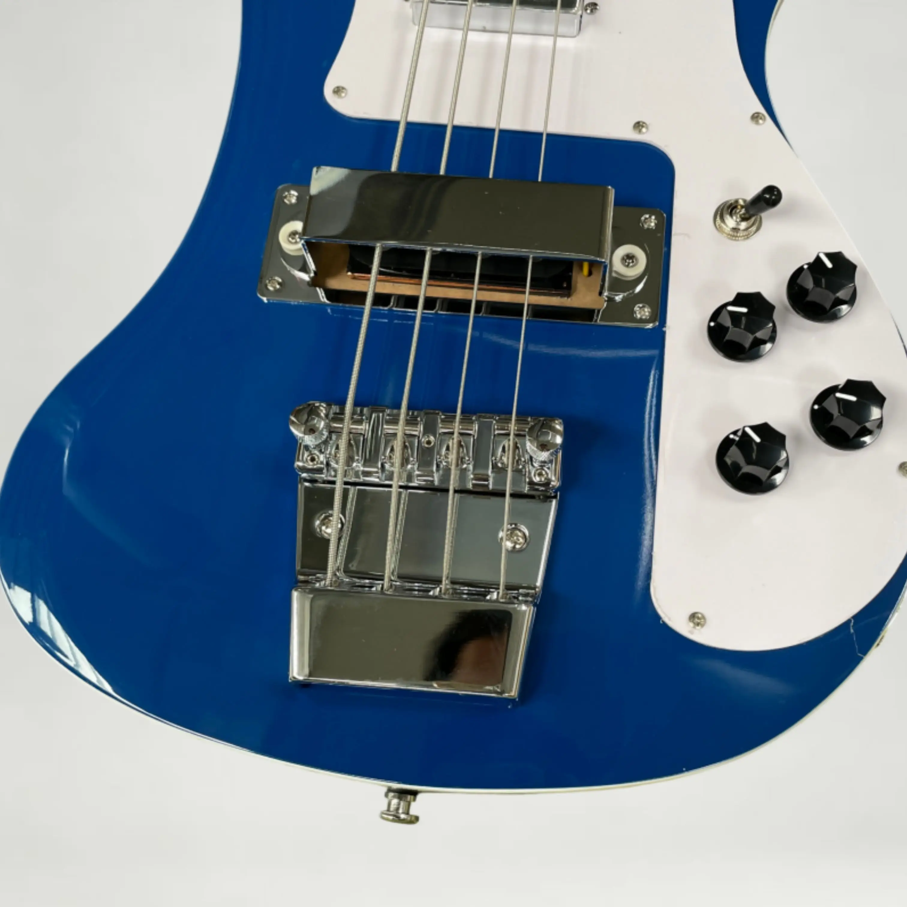 Bright Blue 4-String Bass Guitar, White Pickguard Guitars, Smooth Fretboard for Practice & Band Rehearsal Guitarra