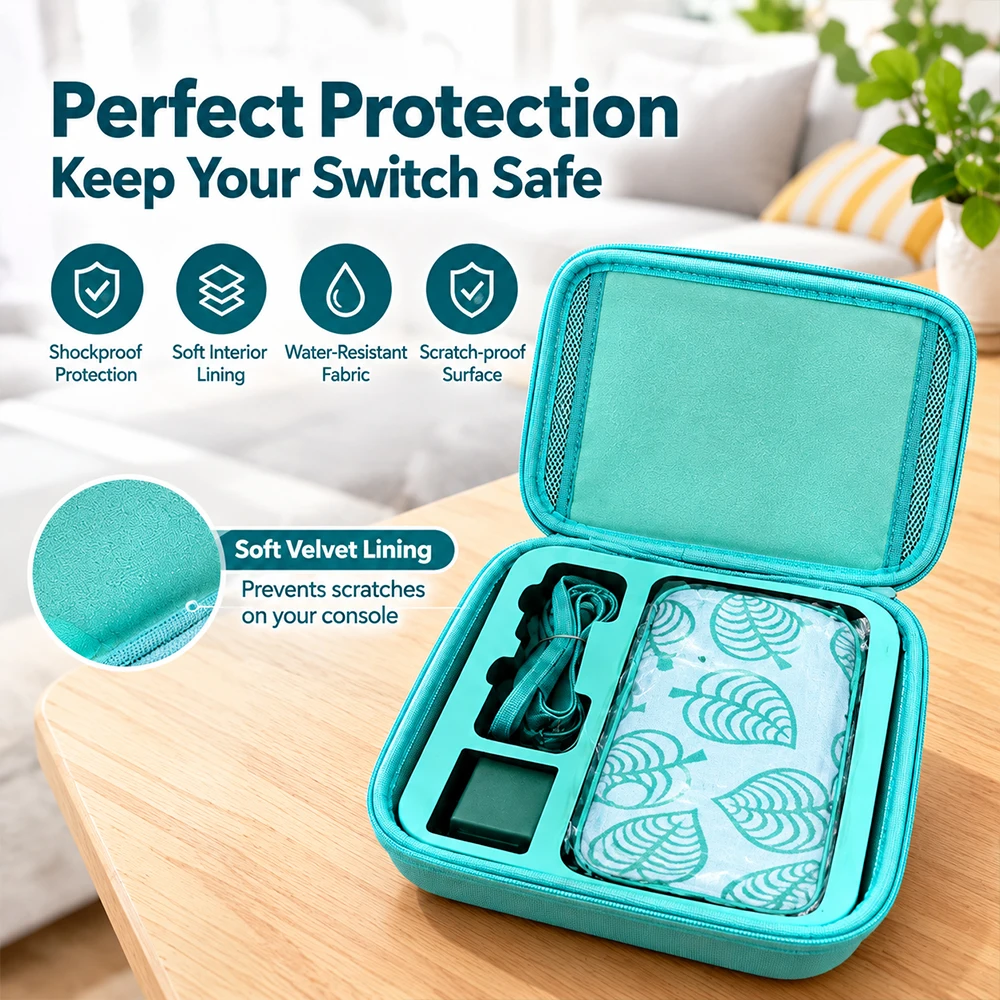 Deluxe Storage Bag For Nintendo Switch, Deluxe Carrying Case With Handle Shoulder Strap, Fits Switch Accessories, Animal Pattern