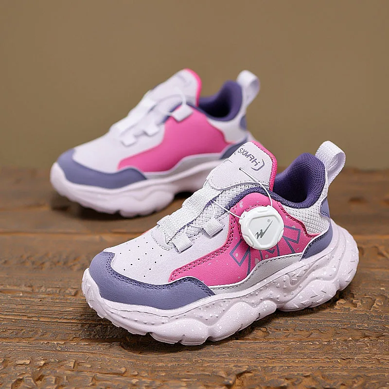 Autumn Winter Casual Sneakers For Boys Girls Knob Comfy Leather Children's Sports Shoes Lightweight Platform Kids Running Shoes - Image 3