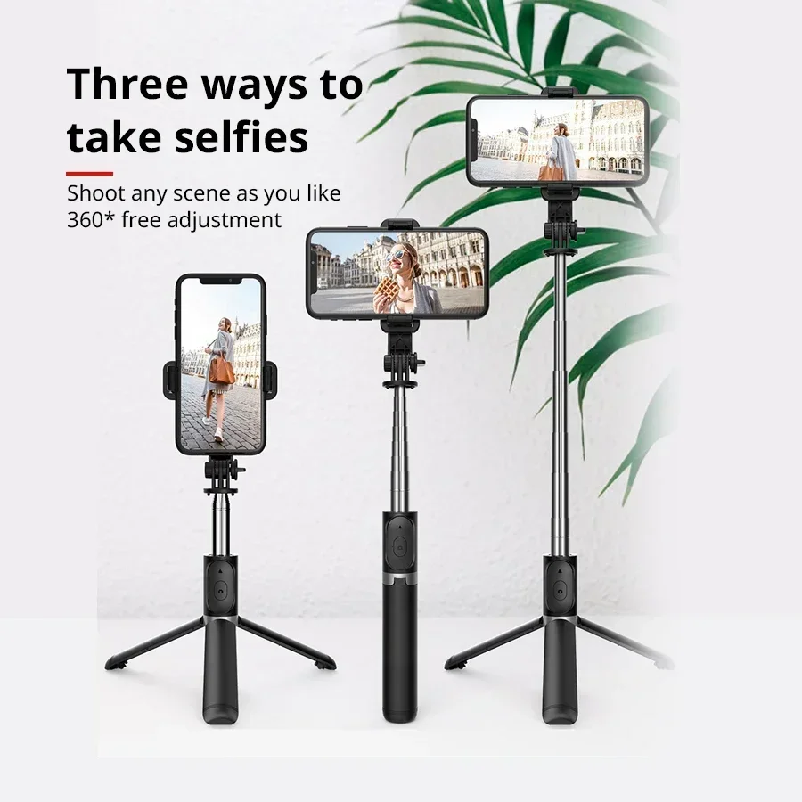 Q02 Wireless Bluetooth-compatible Selfie Stick Handheld Gimbal Foldable Mini Tripod Shutter Remote Control for Ios Android Phone