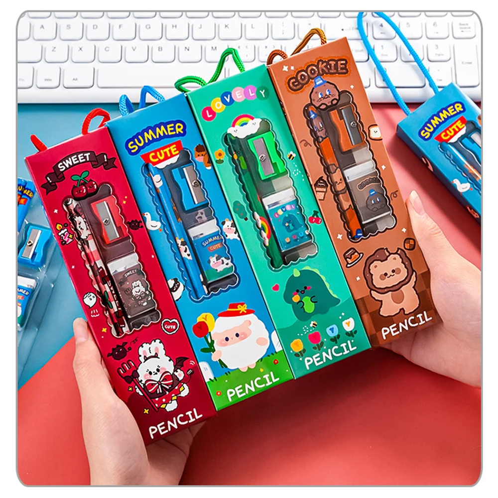 Kawaii 5-In-1 Kids Cartoon Pencil Stationery Children Student Back To School Supplies Prize Birthday Christmas Gift New