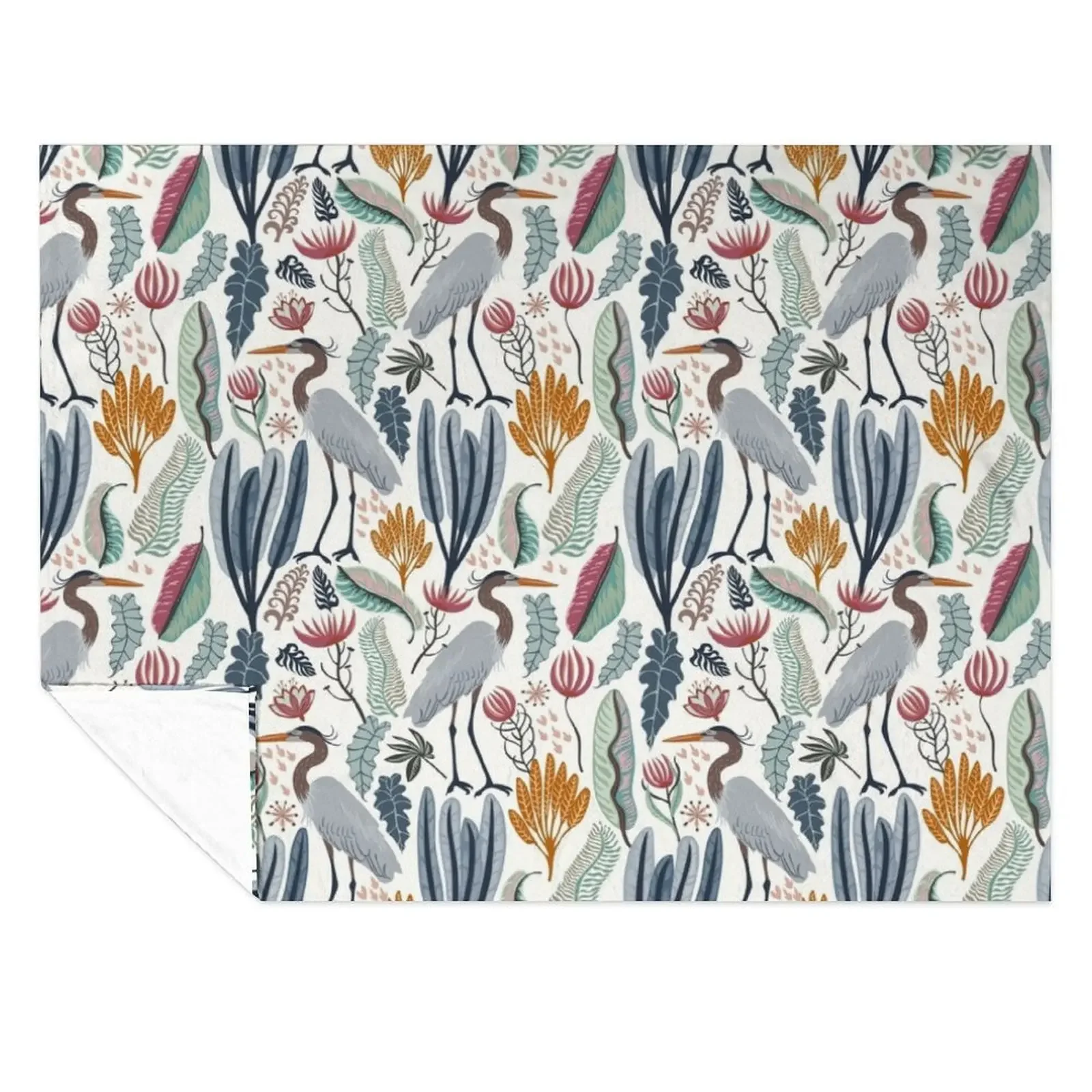 

Heron and plants Throw Blanket anime Sofa Throw Nap Picnic Blankets