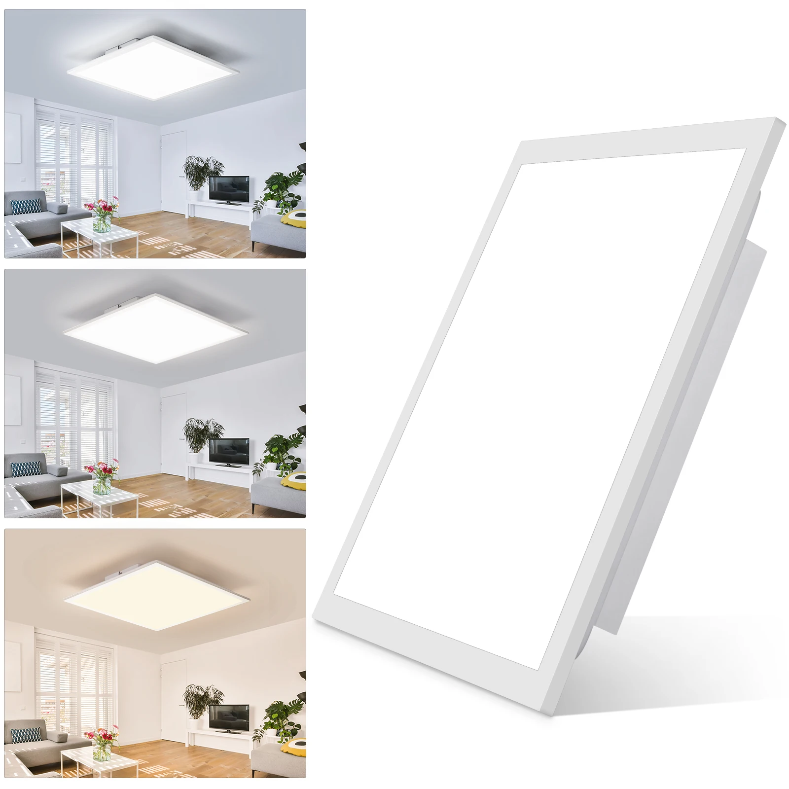 Picture 3: LED Ceiling Light Panel, 40x40 cm Flat Dimmable Ceiling Lamp with Remote Control, 24W Ceiling Panel Light with Memory Function, 2700K-6500K LED Light Panel for Living Room, Hallway, Bedroom