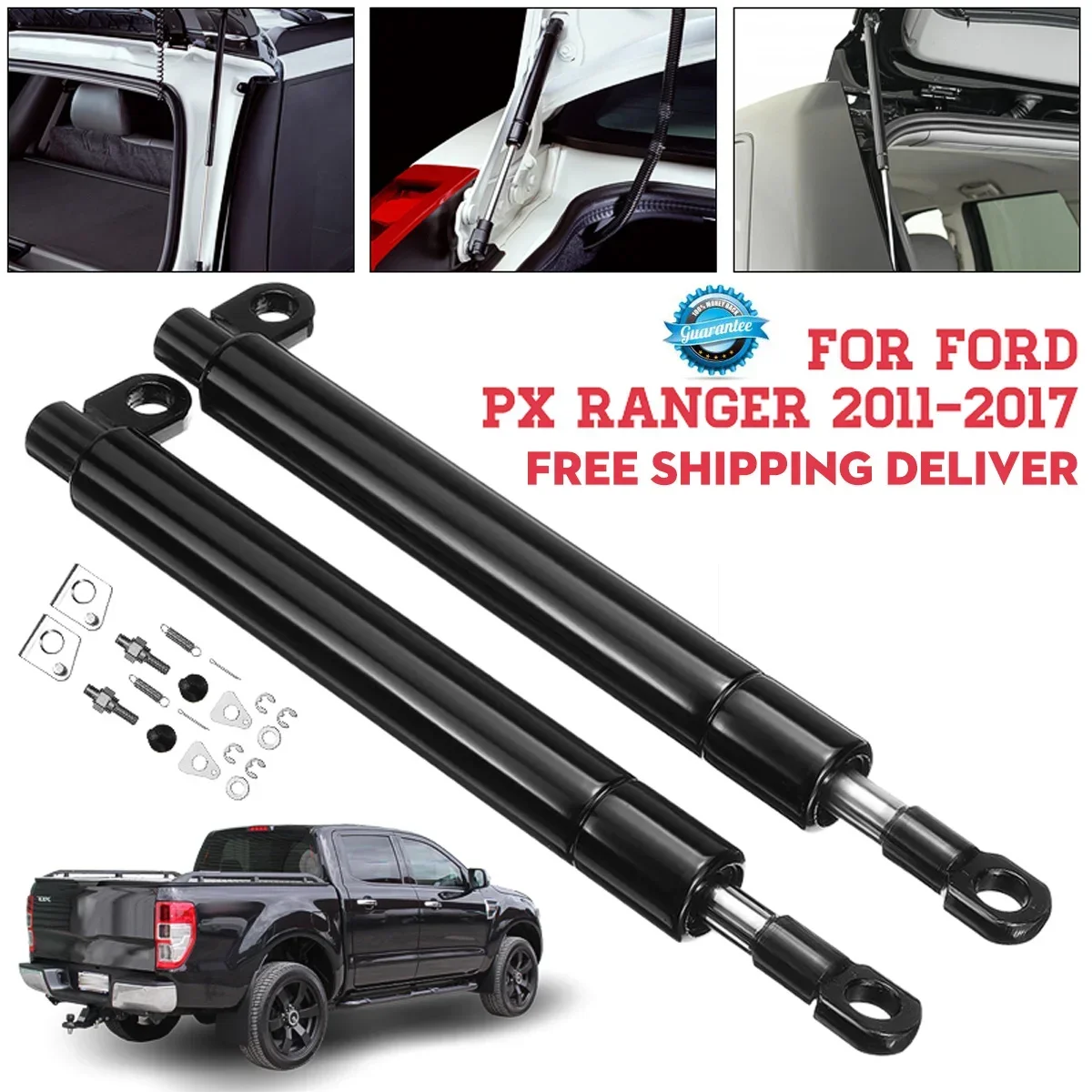 Pair Rear Tailgate Slow Down Easy Up Strut Kit Easy Install No Drilling Required Anti-breaking for Ford PX Ranger 2011-2017