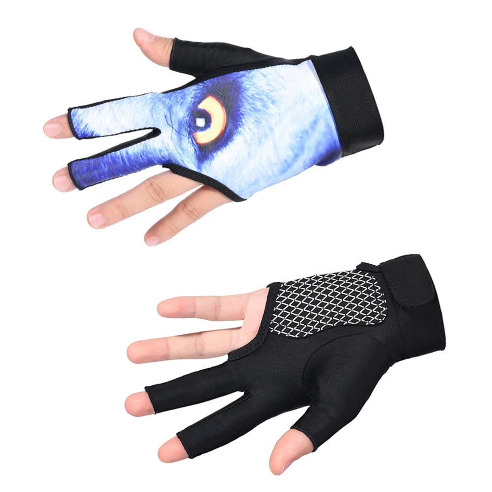 

3 Fingers Billiards Glove Black Size L Anti-Slip Breathable Snooker Glove Finger Exposed Lightweight Elastic Wrist Fit