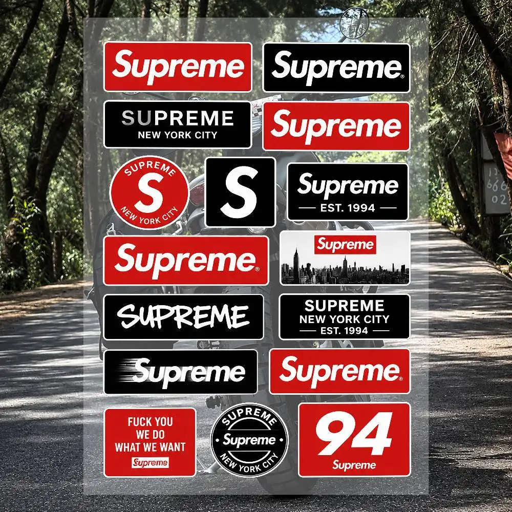 A-S-su-Upr-Reme Cool Graphic Stickers Set Waterproof Vinyl Decals For Motorcycle Helmet Car Laptop Skateboard Luggage Phone Case
