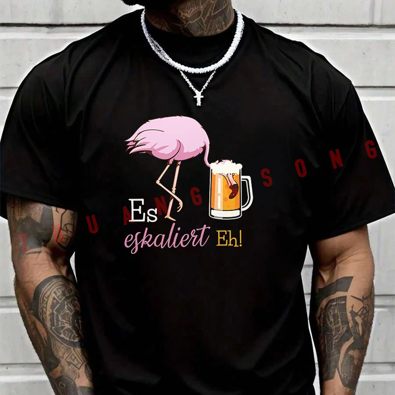 Camiseta para hombre 2026, camiseta con estampado de flamenco, camiseta Vintage, ropa sencilla para hombre, camisetas divertidas, ropa informal Harajuku
