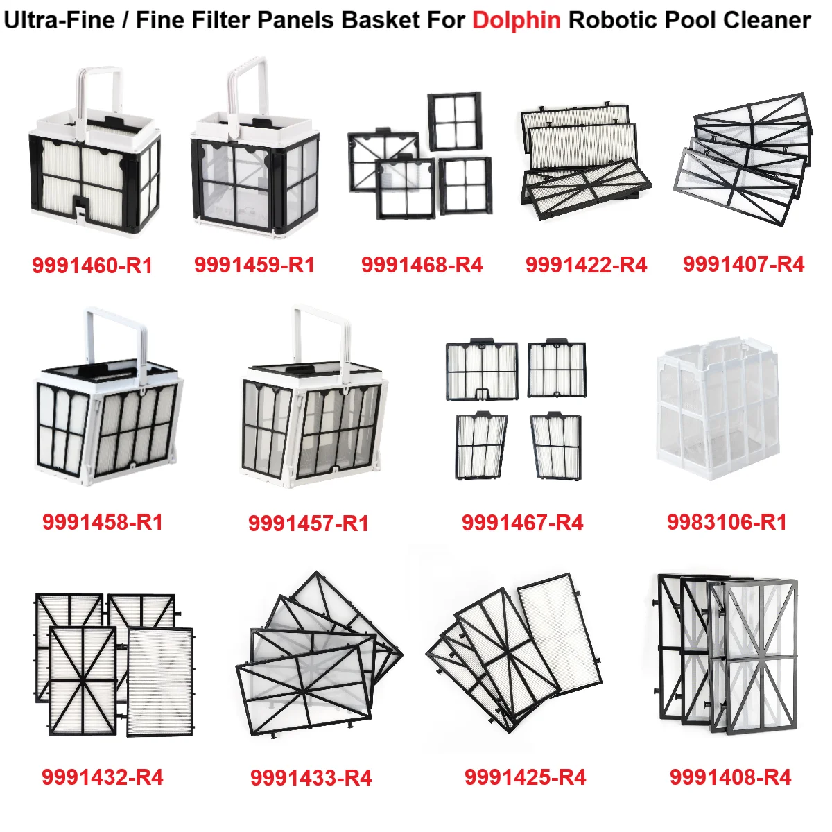 Ultra-Fine / Fine Filter Basket, Ultra-Fine / Fine Filter Panel For Dolphin Robotic Pool Cleaner S50 S100 S200 S300 DX3 DX4 M500