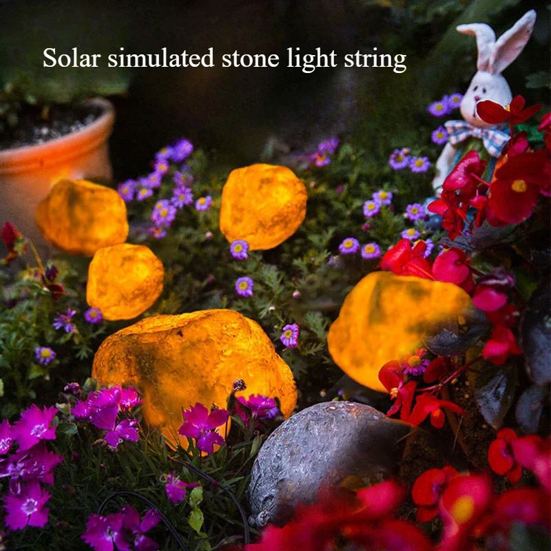 Solar Outdoor Light Simulation Stone Light String Home Park Courtyard Balcony Decoration Waterproof Atmosphere Effect