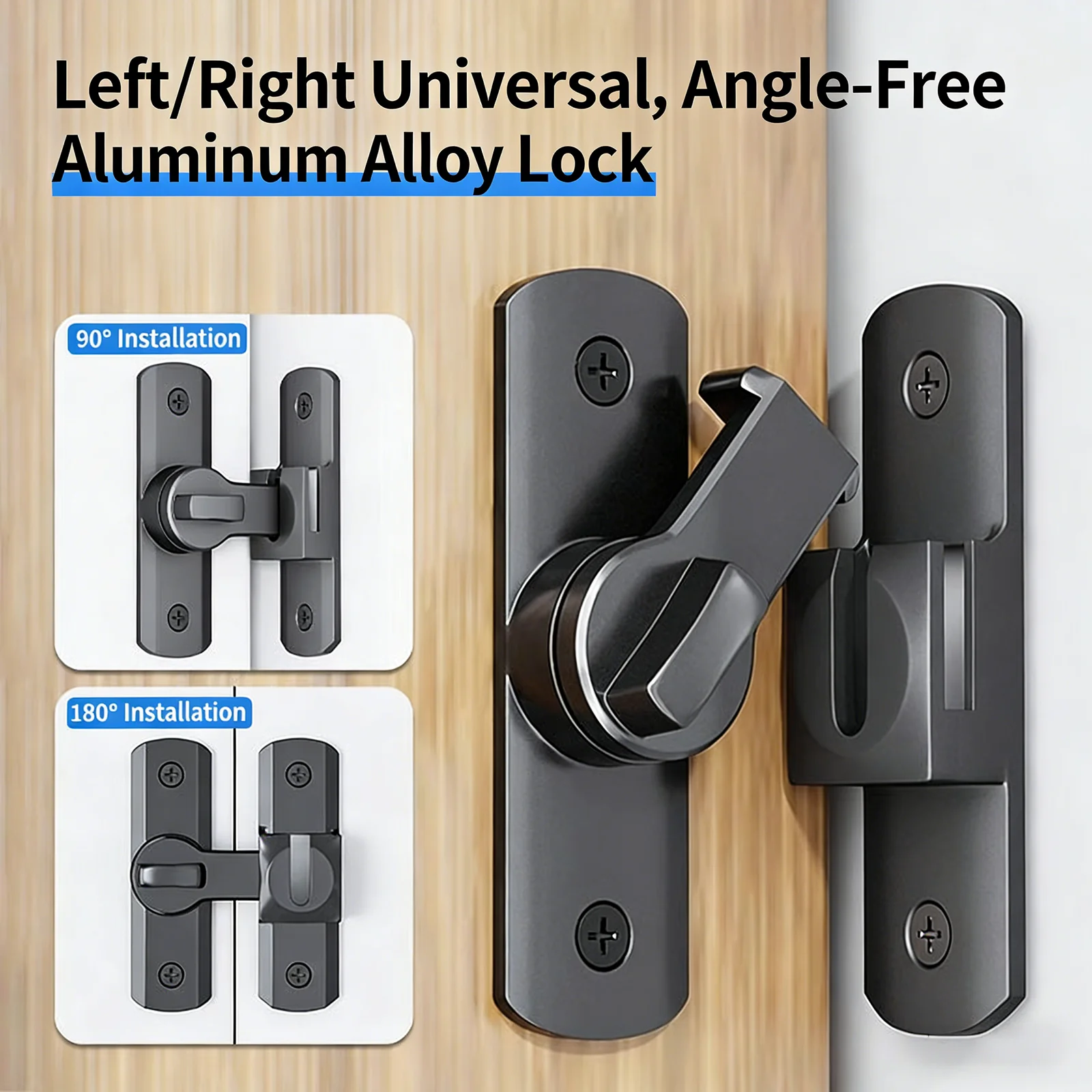 New Punch-free Hasp Latch Door Lock Black Cabinet Locks Kids Safety Lock Sliding Door Anti-pried Hook Lock Hardware