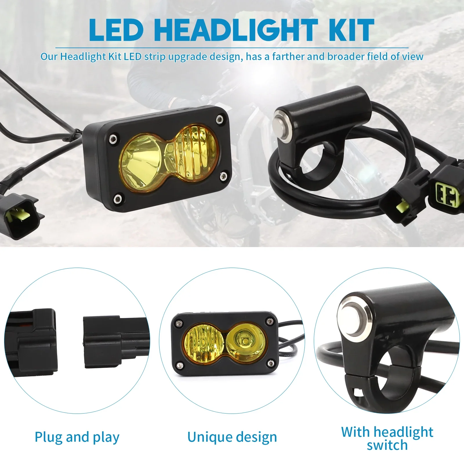 LED Headlight Kit For Talaria Sting R MX4 Plug And Play Electric Off Road Bike Front Headlamp Head Light Lamp Bar With Switch