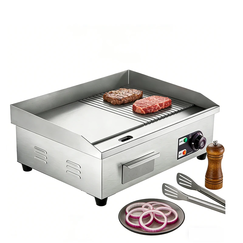 High Efficiency Electric Griddle Fast Heating U-Shaped Tube Non-Stick Plate Commercial Grill for Snack Shop