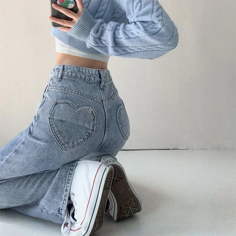 여성용 데님 바지 하이 웨스트 스트레이트 레그 여성 청바지 세련되고 우아한 한국 streetwear 활기찬 2025 품질 바지