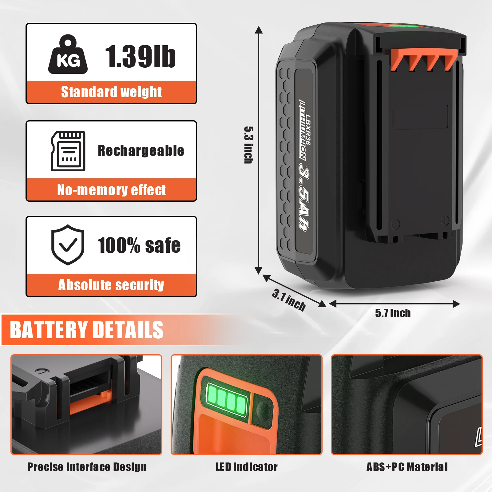 36V/40V 3.5Ah Replacement Battery For Black&Decker BL20362 BL2536 LBXR36 LBX1540 LBX2540 LBX2040 LBX36 LST540 Tool Power Battery