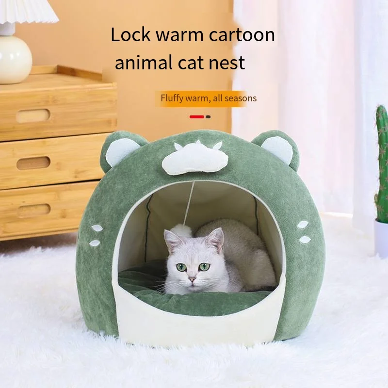 40x40cm Soft Semi-enclosed Indoor Cats Cave Warm Kennel for Small Dogs Cats Deep Sleep Pets Accessories Cat House  Cat Bed