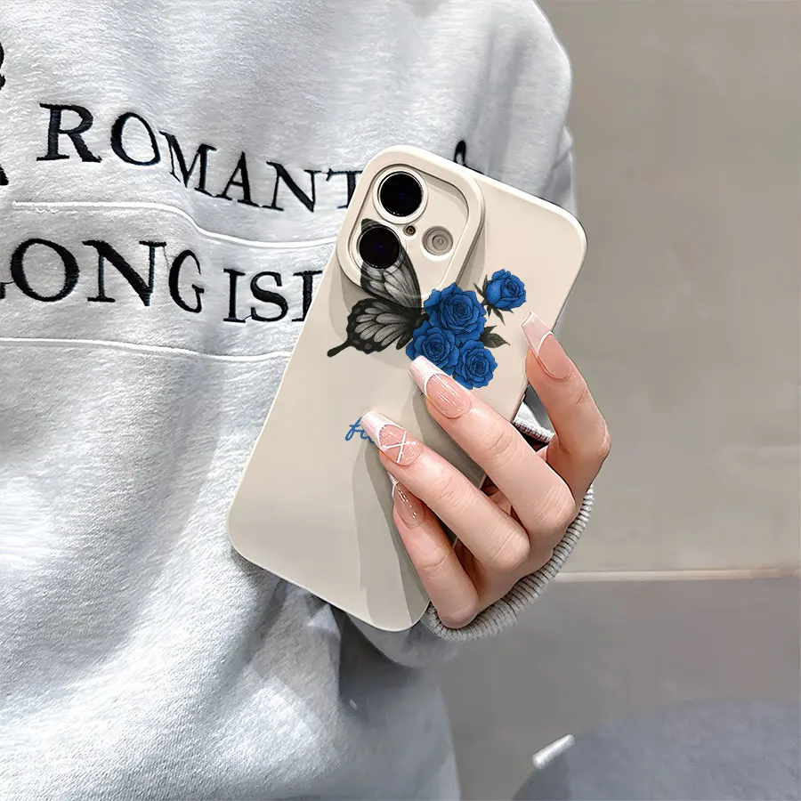 Чехлы для телефонов с рисунком бабочек и роз для iPhone 17–11 Pro Max Plus