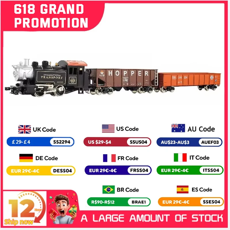 

Train model 66100A Alloy Railroad Series Container Railway Freight Train Track Set Toy Train Set Boys Toy Gift