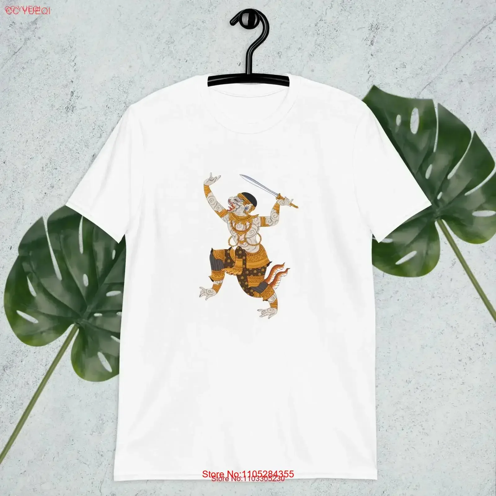 Thai Hanuman with sak yant T Shirt vintage Washed Stretched Versatile Slightly Unisex Breathable Casual Comfortable graphic