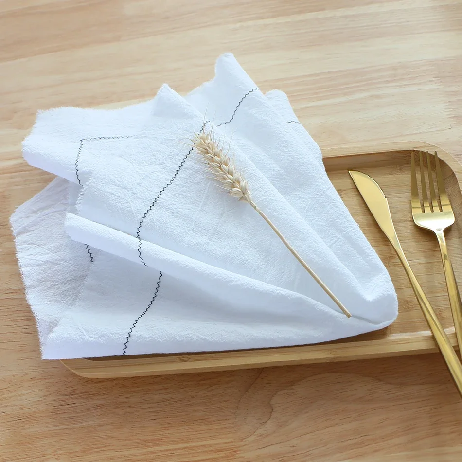 10PCS 100% Cotton Embroidered Napkins,Wedding Dinner Cloth Classical Home Table Napkins,Banquet Party Families Placemats