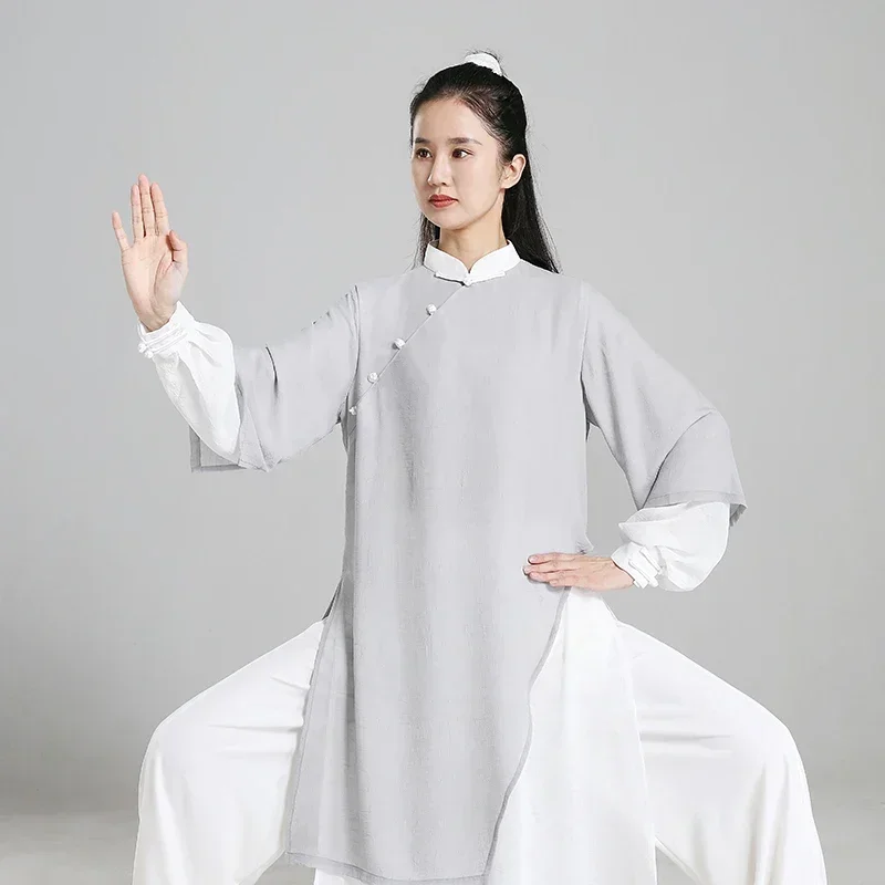 Tai Chi Clothes Women Wushu Clothes Kung Fu Competition Clothes Martial Art Uniform Wrinkle Free 2024 Light Gray