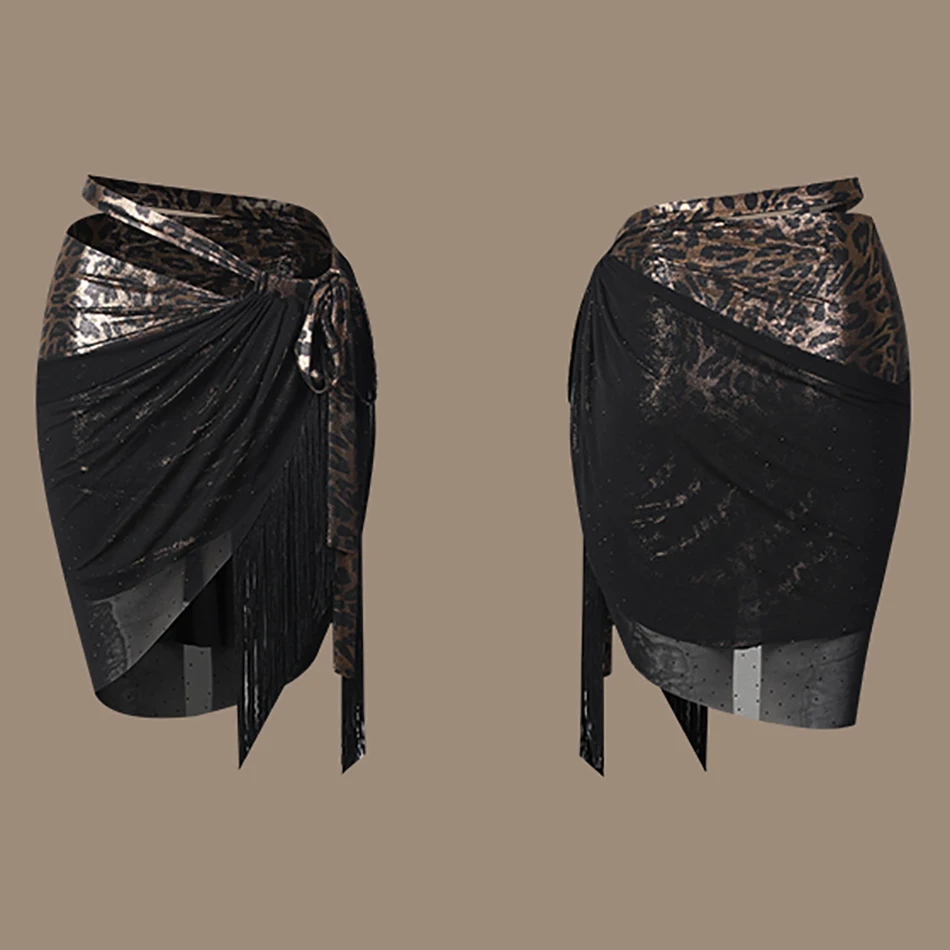 Damen-Latin-Tanz-Übungsrock, weiblich, einteilig, Wickeldesign, Tanzbekleidung, Cha Cha, Samba, Salsa-Kostüme