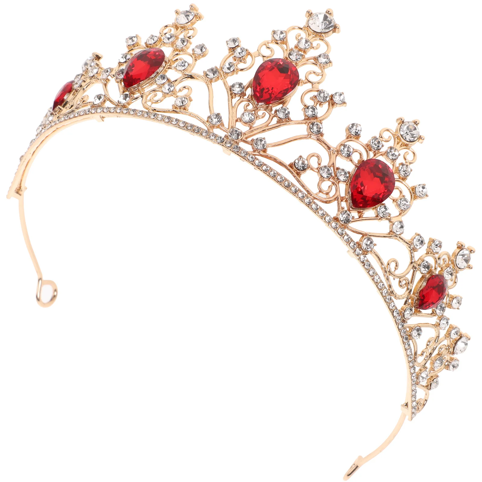 

Bridal Hair Accessories Crown Headwear Queen Headband Party Red Gemstone Bride Pageant Women's