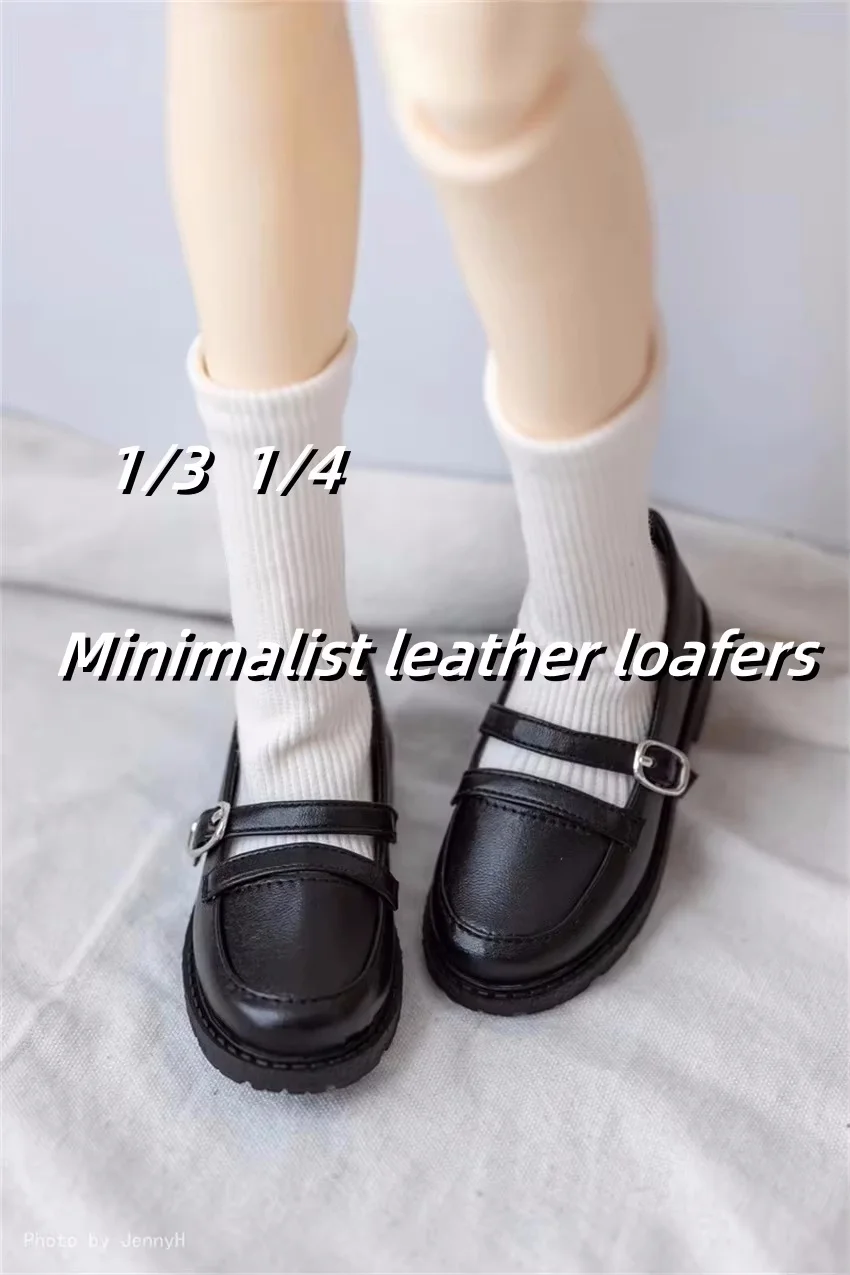 

Маленькие кожаные туфли с круглым носком, черно-белые, с одной пряжкой, на мягкой подошве, элегантные аксессуары для кукол 1/4 1/3 ID75 BJD/SD